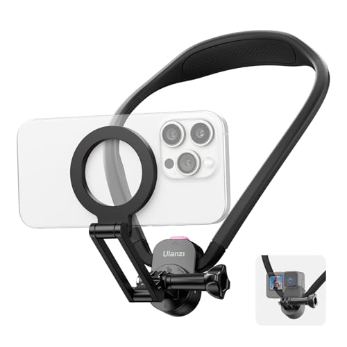 ULANZI MG14 Magnetic Neck Mount for Phone/Action Camera, Phone Neck Holder Hands Free POV/Vlog Video Recording for iPhone Samsung Sony LG Google All Smartphones and GoPro Insta360 DJI Action Cameras