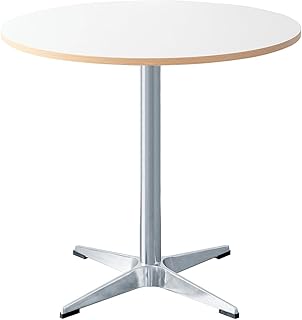 宮武製作所 カフェテーブル Caredo(カレド)ホワイト丸天板 木口ナチュラル 支柱スチール アルミ脚 幅80×奥行き80×高さ75cm DNT-8080_NT
