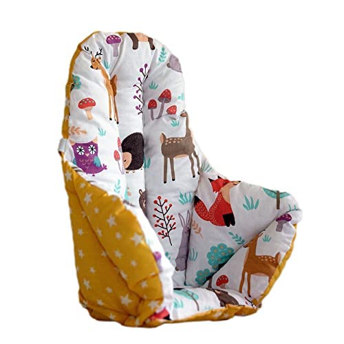 Image of Cushion - Washable & Reversible One-Piece Cotton Seat Pad for IKEA High Chair Accessories, Compatible with Antilop (Nature Yellow)