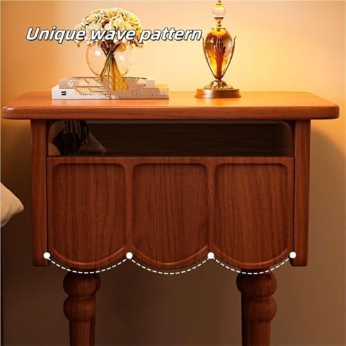 Modern Wood Bedside Table - Stylish Nightstand with Wave Texture, Durable Accent Side Cabinet for Bedroom, Living Room, and Home Decor - Sleek Design, Space-Saving