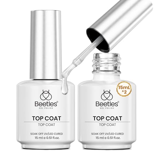 Gelab cosmetics LLC Beetles Gel Top Coat - 15ML Gel Polish No Wipe Top Coat for Nails Soak Off UV/LED Cured High Gloss Shine Long Lasting Protection