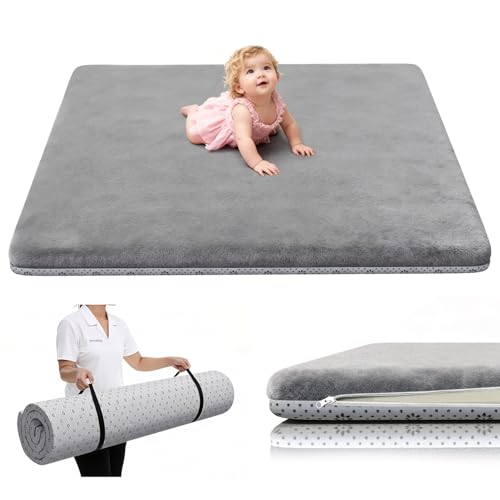Image of Yozoia Baby Play Mat 50 x 50, Thick Baby Play Mat for Floor, Ultra Soft Playpen Mat, Machine Washable Tummy Time Foam, Non-Slip Bottom Helps Cushion, for Kids, Infant and Toddler Crawling