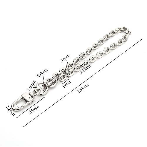 Image of Wrist Strap Wrist Chain Curb (7mm) Oval Wristlet Chain for Handbag Chain Accessories - [Silver]