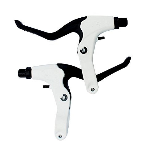 Bluesunshine 1 Pair Universal Full Aluminum Alloy Bicycle Brake Handle Mountain Road Bike V-Type Brake Lever 2.2Cm Diameter (Black & White) #TOP12