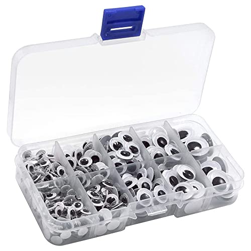 FKEYTO 450 Stücke Selbstklebende Wackelaugen, 6mm 8mm 10mm 12mm 15mm Googly Eyes Assorted Sizes