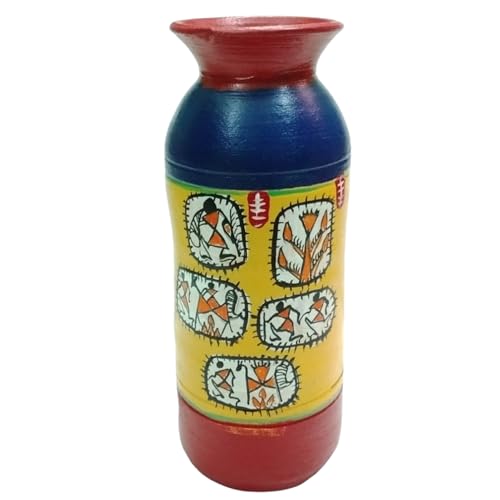 Image of Premium Handmade Terracotta Flower Vase | Handpainted Clay Home Decor Showpiece | Unique Gift Item | Artistic Handpainted Clay Pot for Living Room Decor & Gifting