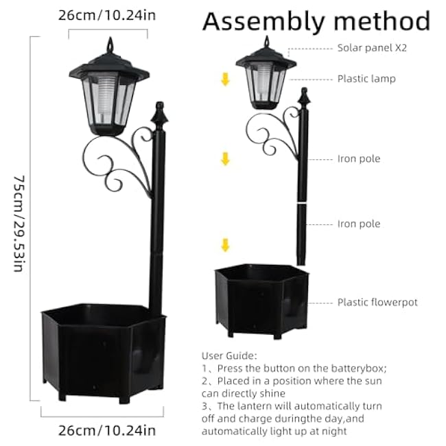 Solar Floor Lamps Outdoor LED Garden Lights 29.5 Warm White 2-in-1 Design
