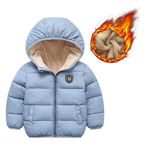 Image of Happy Cherry Boys Girls Winter Thick Jacket Warm Fleece Fur Lining Zipper Hooded Windproof Coat Outwear for 1-7 Years