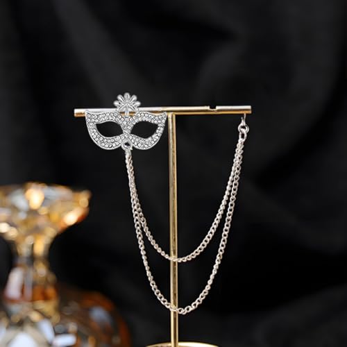 Image of 2PCS Crystal Hanging Chain Brooch Suit Pin for Men Women Vintage Crown Cross Star Diamond Broochs Gold and Silver Wedding Brooch for Clothes Dress Hats Bags Accessory