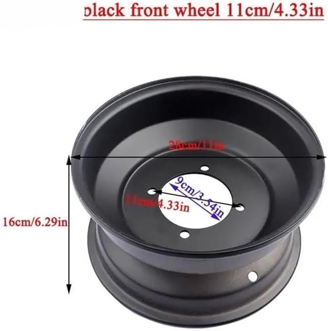 10 Inch ATV Front And Rear Rims Four Hole Hubs Black Fit For Bull Accessories Motorcycle(Black front 110mm)