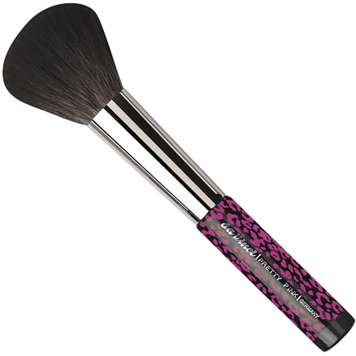 da Vinci, PRETTY PINK Powder Brush Round Soft Vegan Synthetic Fibres Loose & Pressed Powder Natural Even Finish Painted Wooden Handle Silver Ferrule Pink Leo Design Size 0