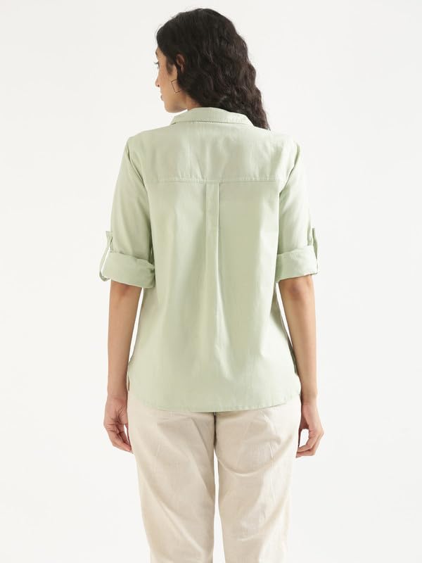 Image of SAADAA Airy Linen Shirt | Solid Regular Fit Casual Shirts Stylish for Women