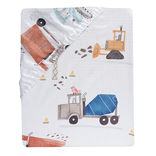 Bedtime Originals Construction Zone Baby Fitted Crib/Toddler Sheet- White/Trucks #TOP2