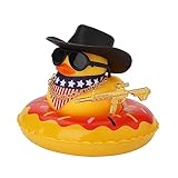 Ducks for Cars - Yellow Rubber Duck Dashboard Decorations with Hat, Sunglasses & Swim Ring