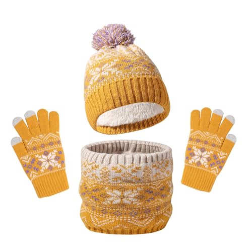 OZXVXZO Conjunto de Guantes de Bufanda de Gorro de Invierno para Niños, Niña Calentar Gorro Bufandas Guantes Tactiles Set, Beanie Conjuntos de Accesorios de Invierno para 1-5 Años Niños Niñas-A