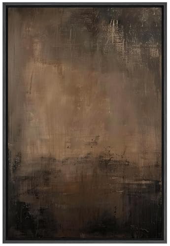 SIGNFORD Framed Canvas Print Wall Art Abstract Earthy Tones Rustic Neutral Illustrations Decorative Bohemian Calm for Living Room, Bedroom, Office - 24"x36" Black