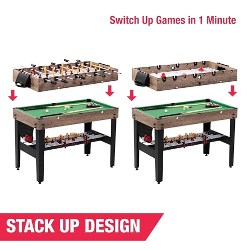 MD Sports 3-in-1 Combo Game Table with Air Hockey, Billiards, and Foosball, Includes Complete Accessories and Space-Saving Design for Game Rooms