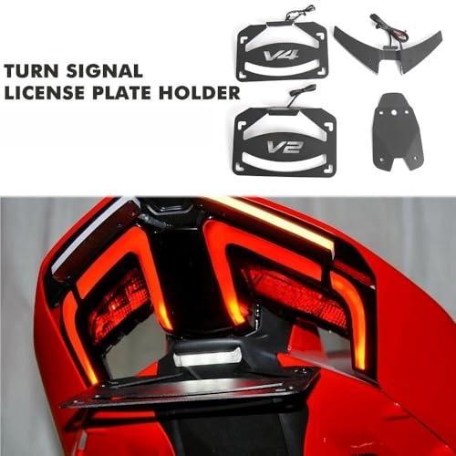 Support de plaque avec clignotant intégré et queue arrière bien rangée pour Panigale V4 - 2