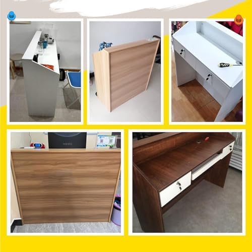 Scrivania moderna in legno, elegante bancone da ufficio per vendita al dettaglio, clinica e spazio di lavoro, tavolo versatile per computer con ampio spazio di archiviazione e nizzazione, perfetto per