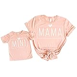 Mama and Mini Box Matching Outfits White on Peach Shirt Adult Medium