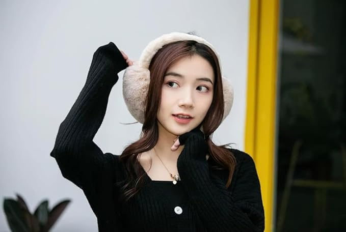 Image of Girl Winter Earmuffs Outdoor Wear Soft Faux Fur Plush Ear Warmer Minnie Design Windproof Woolen Warm Ear Muff Men & Women (Freesize)