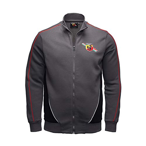 FCA Sweat-Shirt Abarth en Coton de Couleur Grise avec profils Blancs Rouges et Logo imprimé sur Le Devant, Taille Originale 6002350788