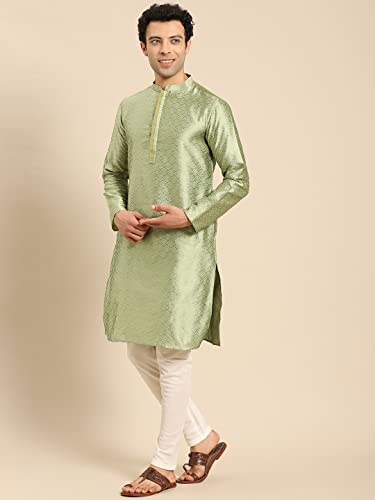 Image of Men's Navy Blue Cotton Festive Wear Regular Fit Woven Design Kurta | Indian Wedding Wear Kurta | Festive Ethnic Kurta