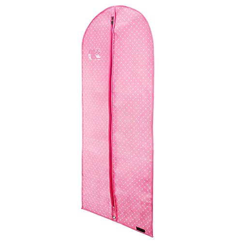 HANGERWORLD Pink 45inch Polka Dot Breathable Zipped Garment Dress Suit Cover Clothes Bag Protector