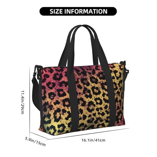 Travel Duffel Bag for Women, Large Shoulder Weekender Overnight Bag, Sport Gym Bag for Men, Carry On Tote Bags, Star leopard print Luggage Bag for Travel Essentials3