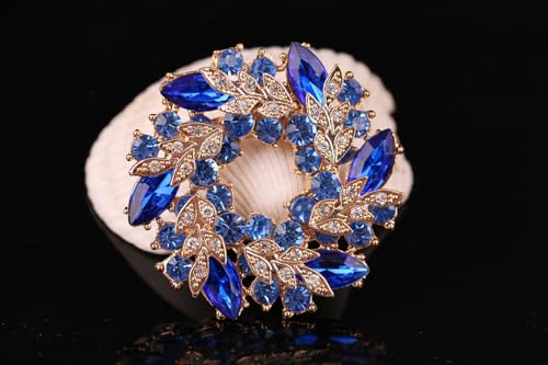 Image of Rhinestone Flower Brooch for Women Crystal Wreath Brooch Pin Stylish Big Flower Brooch Rhinestone Crystal Bauhinia Flower Wreath Brooch Elegant Clothing Hat Bag Accessories Christmas Wedding Bridal Birthday Jewelry