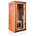 Kanlanth Red Cedar Sauna 1 Person Low EMF Far Infrared Saunas for Home, 1350 watt Indoor Personal Sauna Room with Door Heating Panels, Clothing Hanging Rod, Blue-Tooth Speakers, LED Reading Lamp