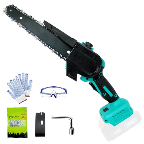 Mini Chainsaw Cordless 8 Inch, Brushless Chainsaw Cordless with 2 Chains, Battery Chainsaw Electric Chain Saw with Oiler System and Security Lock for Wood Cutting Tree Trimming Gardening(Body only)