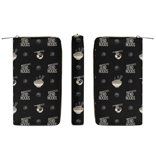 Adult Fashion Printed Leather Wallet, Water Resistant and Large Capacity Noods Ramen Noodles Wallets for Everyday Carry3