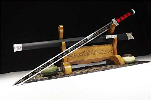 GLW Sword Hand/Forging Double Edge Sharp 1095High Carbon Steel Chinese Sword Han Jian Hand Carved Knife