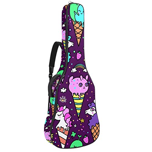 Housse de guitare en tissu Oxford imperméable avec bandoulière réglable Motif licorne Crème glacée - Les Beatles, Paul McCartney, John Lennon, RIngo Starr, George Harrison Housse de guitare en tissu Oxford imperméable avec bandoulière réglable Motif licorne Crème glacée