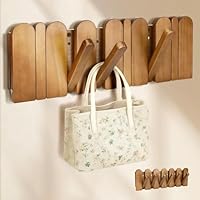 LEFUYAN Foldable Wall Mounted Coat Rack – Wooden Flip-Down Hooks for Wall, Space-Saving Hat & Jacket Hanger, Heavy Duty Coat Hooks, Home Essentials