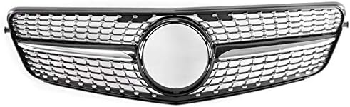 Diamond Style Front Upper Hood Grille Black/Chrome Compatible with 2008-2014 C-Class W204