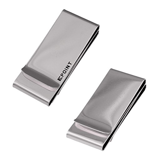 Epoint EQA09B03 Silver Stainless Steel Money Clip Wallet Fitted Design Double-Sided Money Clip Card Holder For Wedding