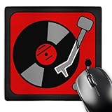 3drose Retro Red and Black Record Player - Mouse Pad