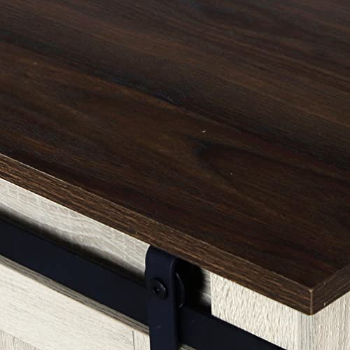 Rainbow Sophia Tv Stand With Storage Cabinet, Sliding Barn Doors And Adjustable Shelves, Modern 30" H, White Oak/Dark Walnut #TOP3