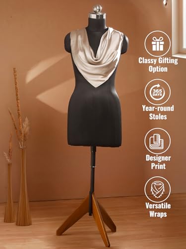 Image of Printed Poly Silken feel Scarf Stole for Women | Stylish, Soft, & Lightweight | Satin Feel Neck Scarf, Hair Scarf, Head Scarf for Women