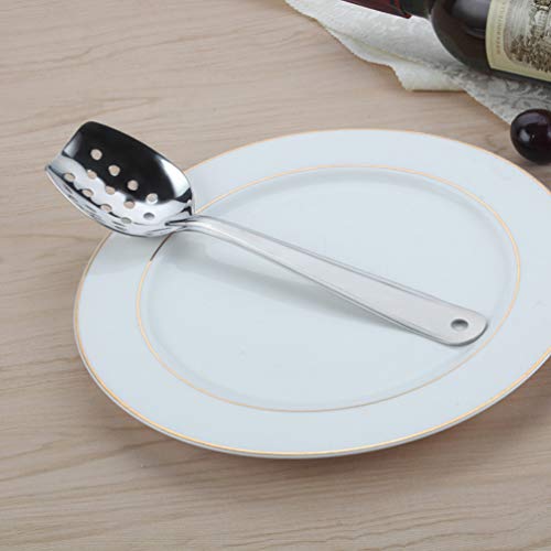 Cabilock Colher de aço inoxidável mini com ranhura para servir comida ocidental (G)