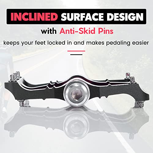 Isolmir Mountain Bike Pedals, Aluminum Alloy Mtb Pedals, Adult 9/16" Sealed Bearing Road Metal Bicycle Pedal, Lightweight Cycling Pedal For Bmx/Mtb, Black #TOP2