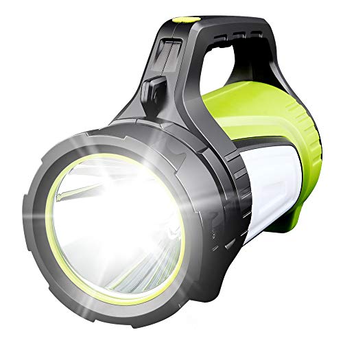 Rechargeable Spotlight Searchlight,Rechargeable Flashlight- 10 Modes Multifunction Super Bright Outdoor Camping Lights with USB Ports to Charge Mobile Devices and Special SOS Modes