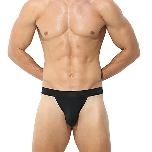 Mens T Back Sexy G String Briefs Bulge Pouch Thongs Low Waist T Back Stretch Underwear Sport Quick Dry Bikini Underpant (Black,Small) #TOP7