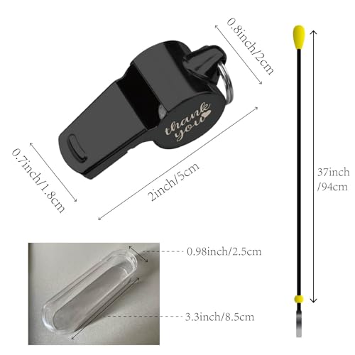 Silbato deportivo con cordón negro de acero inoxidable miniatura 2