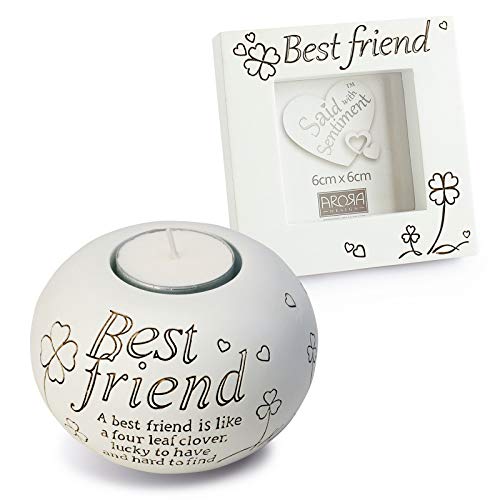 Arora Said with Sentiment 7416 Best Friend Tea Light and Frame Gift Set, Multicolour, One Size