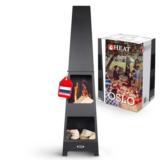 Heat Outdoor Living Estufa de jardín Oslo - Acero - Jardineria - Brasero - Jardin - Estufa Exterior - Chimeneas Exterior Chimenea de Jardín - 36x36x150 cm