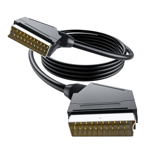 BolAAzuL Scart Kabel RGB True 21-Pin, Composite RGB Scart zu Scart Kabel für Fernseher, Recorder, DVD-Player, Videorecorder, STB Scart AV-Kabel Lead Scart