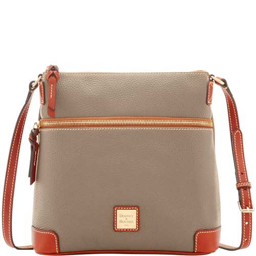 Image of Dooney & Bourke Women's Crossbody in Pebble Grain Leather, Large Handbag with Adjustable Shoulder Strap, Taupe